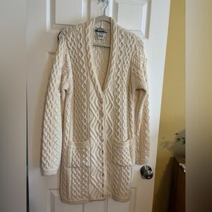 Cream Cable Knit Long Cardigan Sweater - Aran Crafts